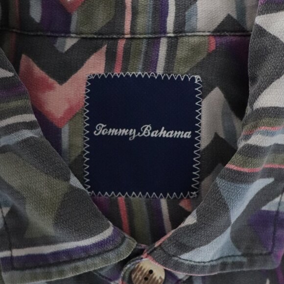 Tommy Bahama Mens Silk Lrg Island Zone Geometric Aloha Button Down Collared Top - Picture 11 of 12